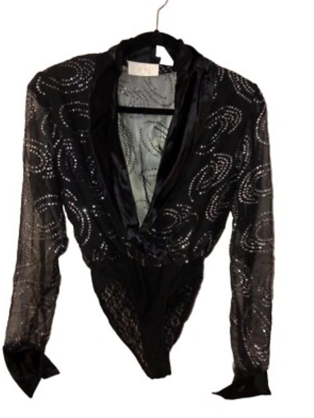 Cache Vintage 80's Sheer Glitter Bodysuit